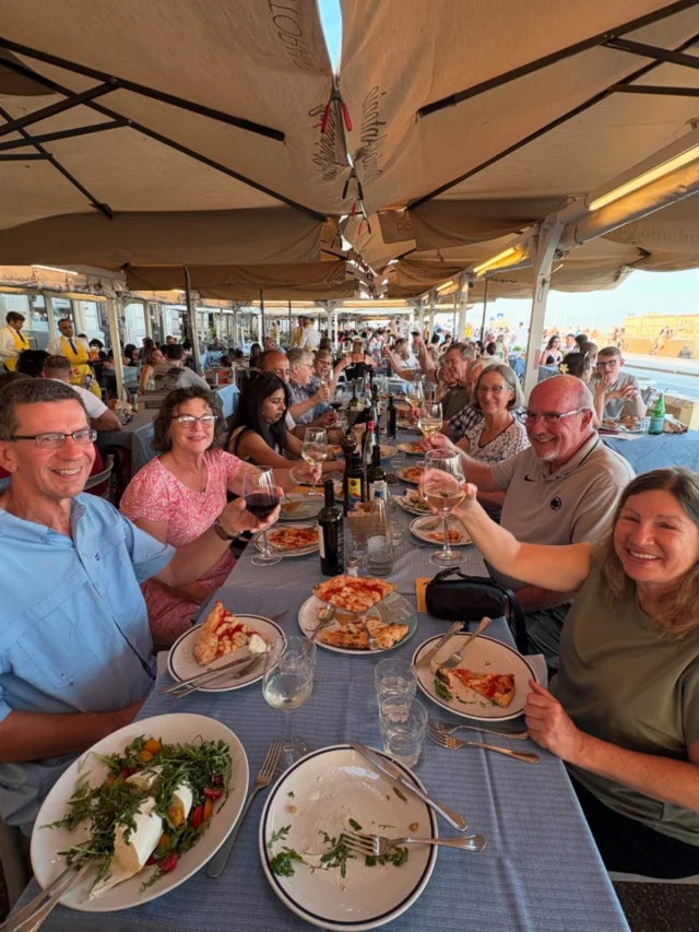 The hardest part of this job is saying good bye to fabulous guests who become friends !! So many laughs, fabulous moments, beautiful sites & delicious meals with these lovely folks!! It was very hard to say good bye at tonight’s closing banquet of Neapolitan deliciousness❤️ SO much thanks & love to the disciples of the “ Holy Order of the Empty Bottle “ 
@tourskeyrow 

#traveldirectorlife #bestguestsever 
#keyrowtours 
#eatgoodlivewellenjoylife
